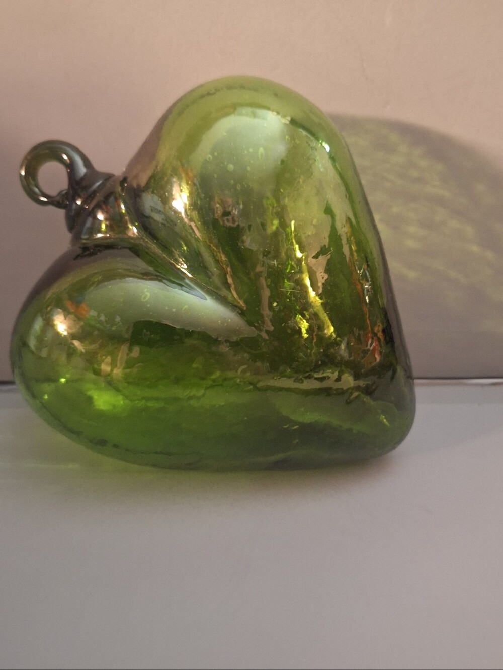 Handblown Mexican glass heart medium-sized